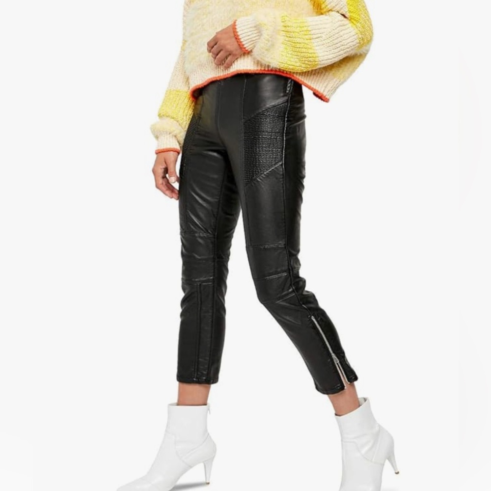Free People Womens Kaelin Faux Leather Quiled Pants (6)